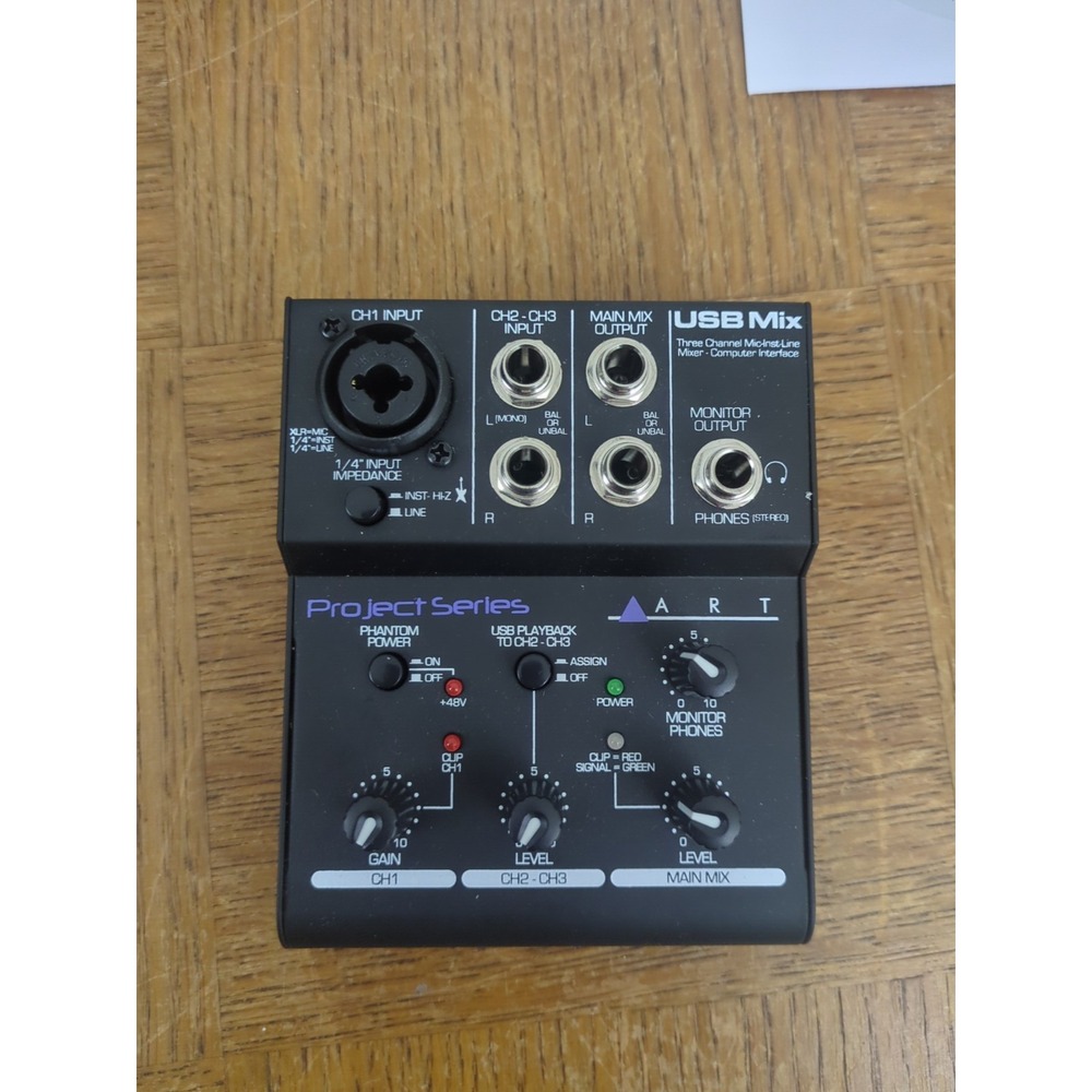 ART USB 3 Channel Mixer "Project Series" Mic-Inst-Line Mixer - Tested - Picture 2 of 6